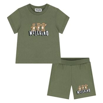 Younger Green Teddy Bear Shorts Set