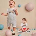 طقم دونغري بشعار تيدي باللون الأبيض والرمادي, 2, hi-res