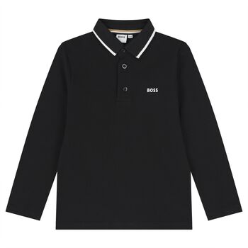 Boys Black Logo Polo Shirt