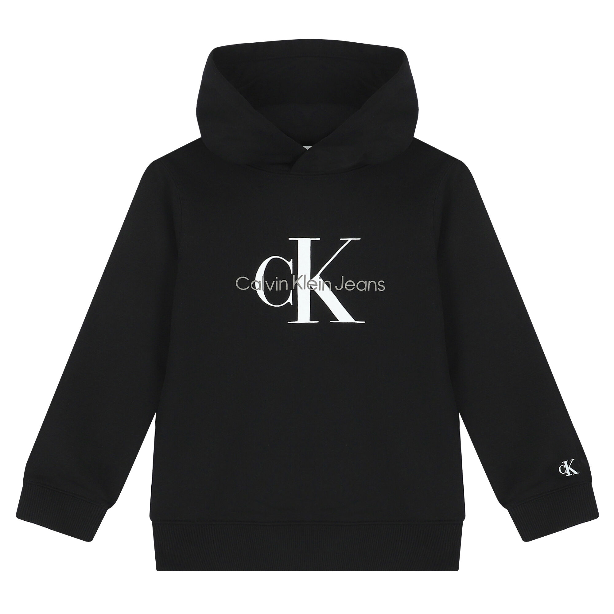 Calvin Klein Girls Black Logo Hooded Top Junior Couture