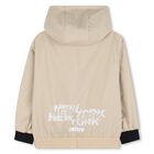 Boys Black & Beige Reversible Hooded Zip Up Top, 1, hi-res