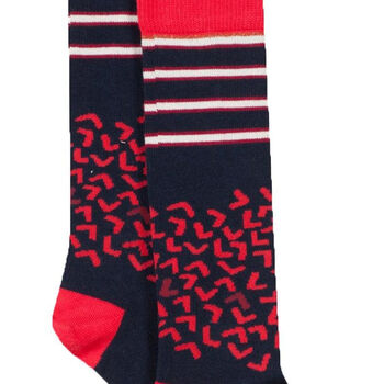 Girls Red & Navy Printed Socks