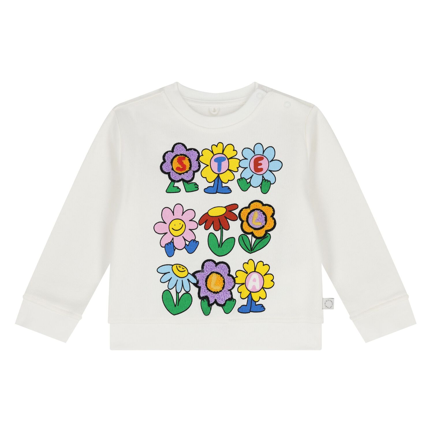 Younger Girls Ivory Flower Sweatshirt, 1, hi-res