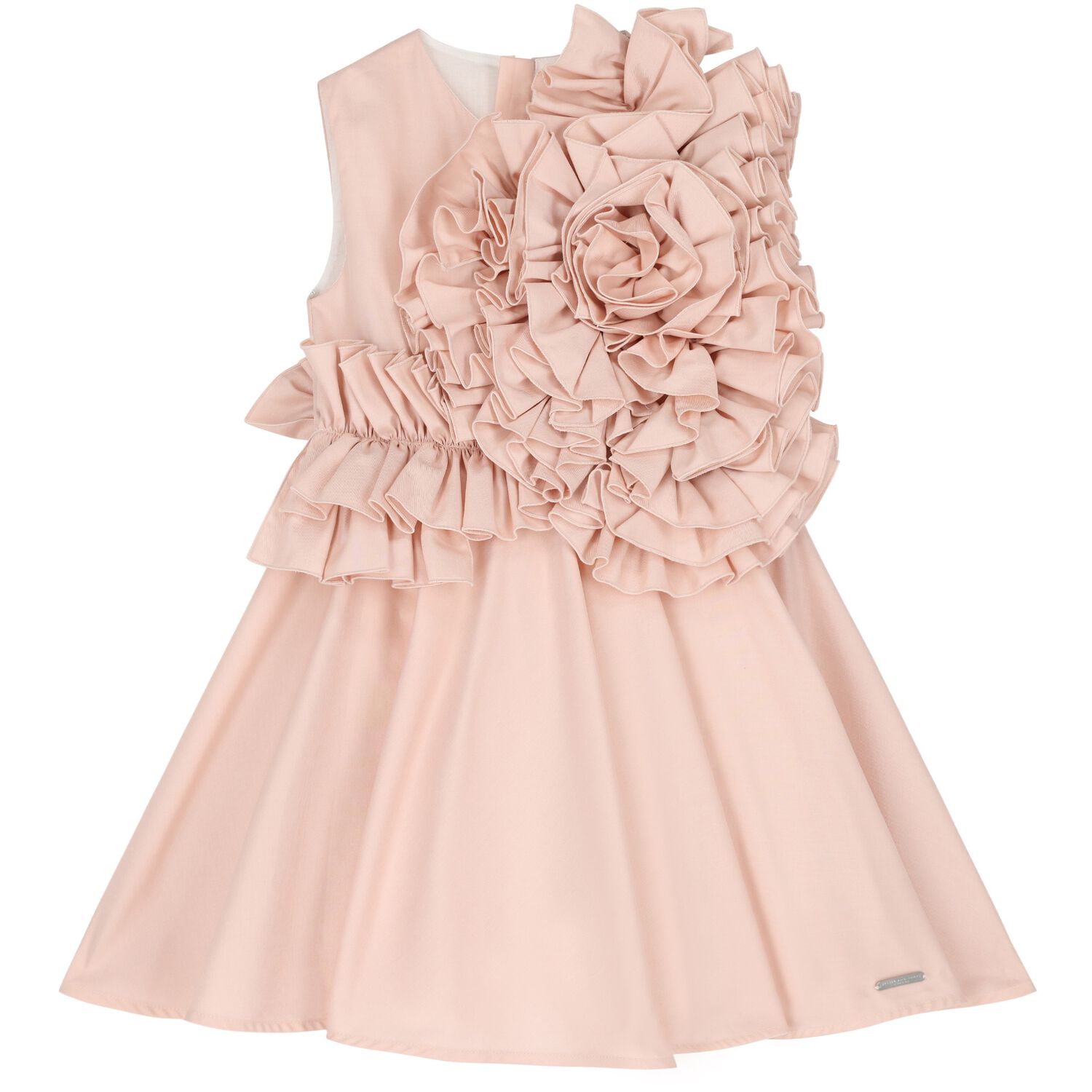 Girls Pink Ruffle Flower Dress, 2, hi-res