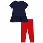 Baby Girls Navy & Red Logo Leggings Set, 1, hi-res