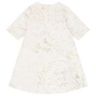 Girls White & Gold Geo Map Dress, 1, hi-res