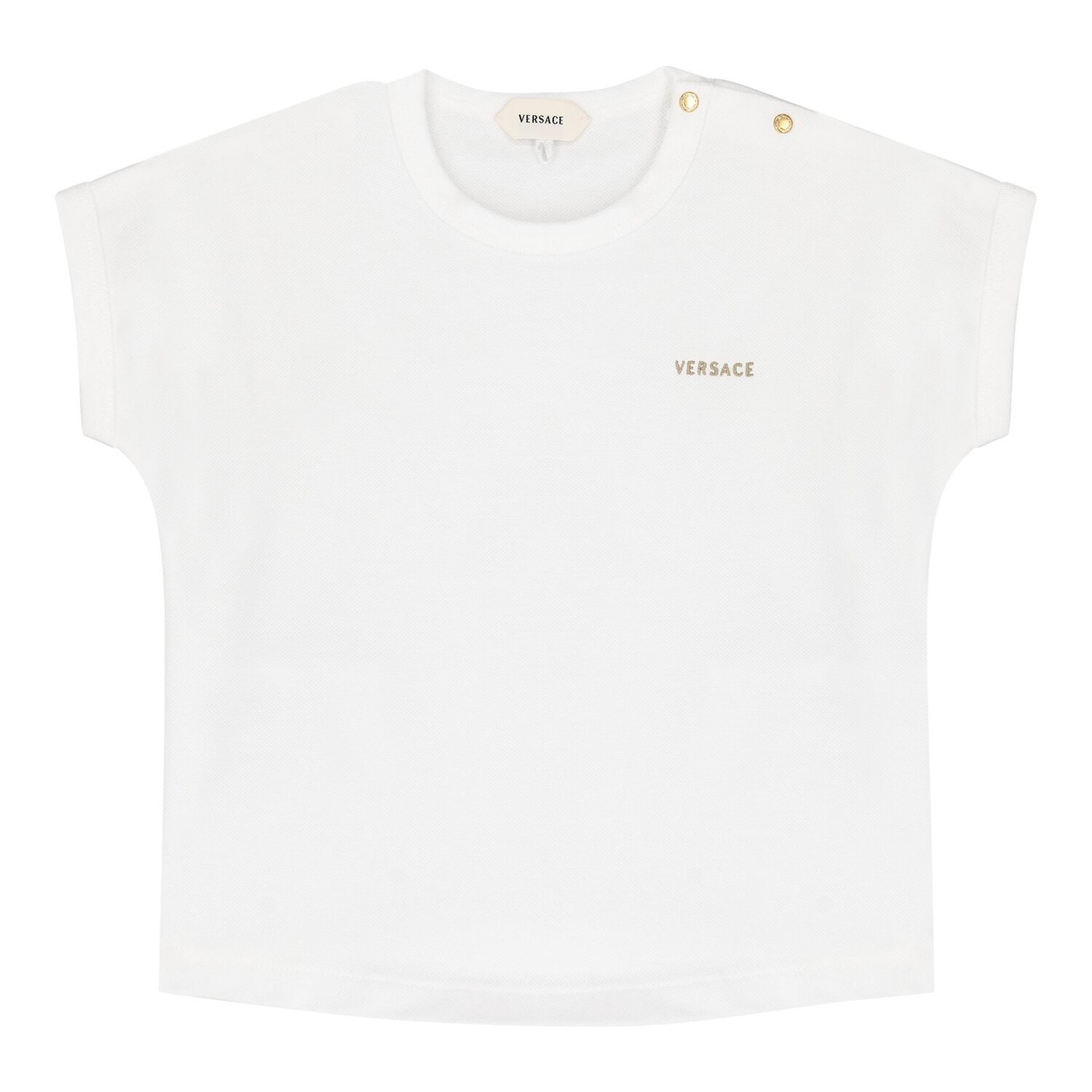 Baby White & Beige Barocco Shorts Set, 1, hi-res