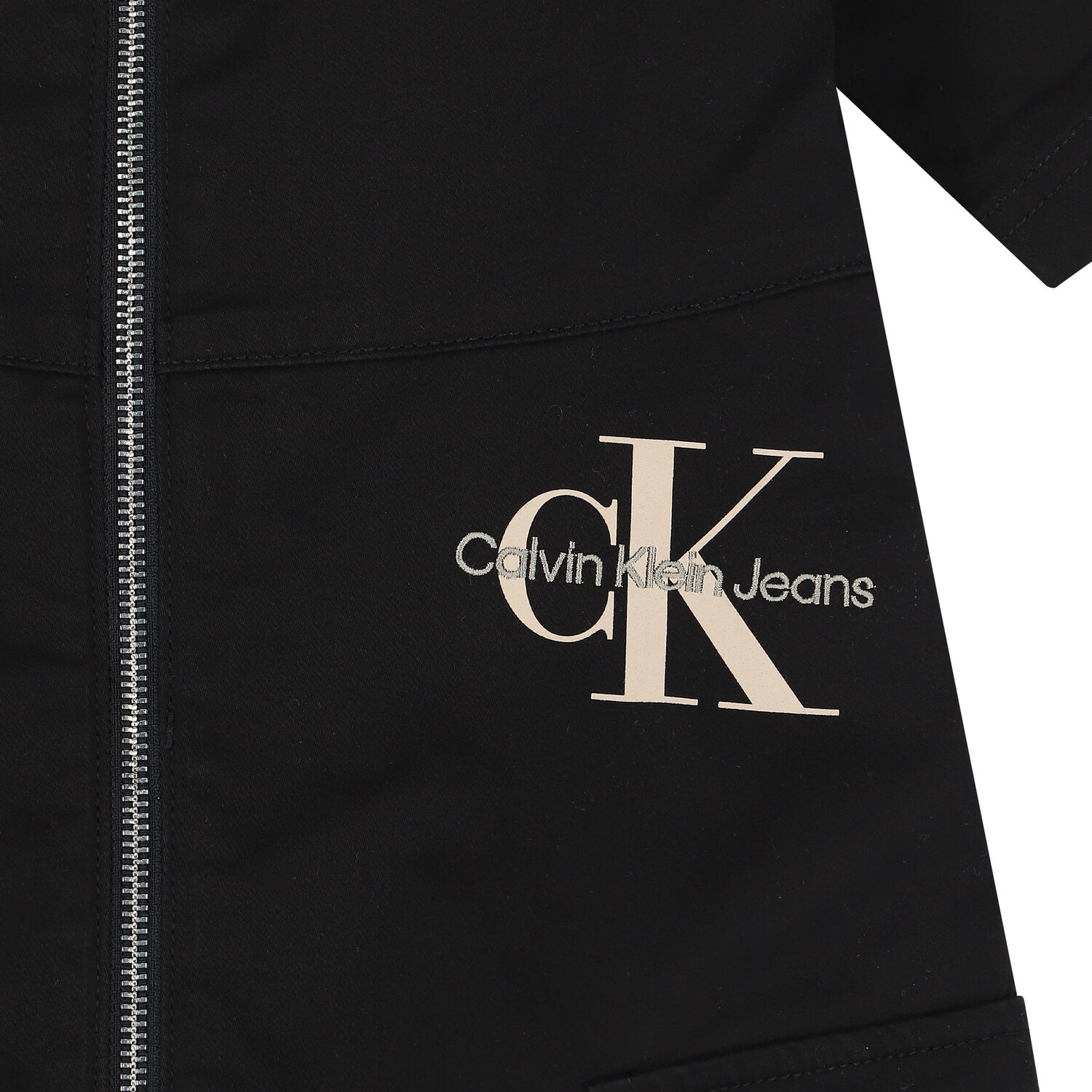 فستان بسحاب بالشعار باللون الاسود, 1, hi-res