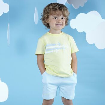 Boys Yellow & Blue Logo Short Set