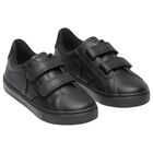 Boys Black Logo Leather Trainers, 1, hi-res