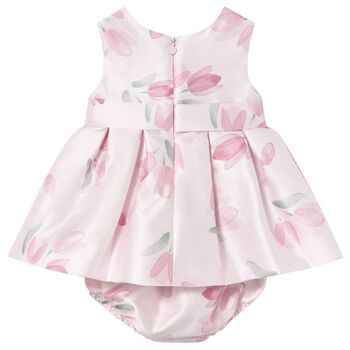 Baby Girls Pink Floral Satin Dress Set