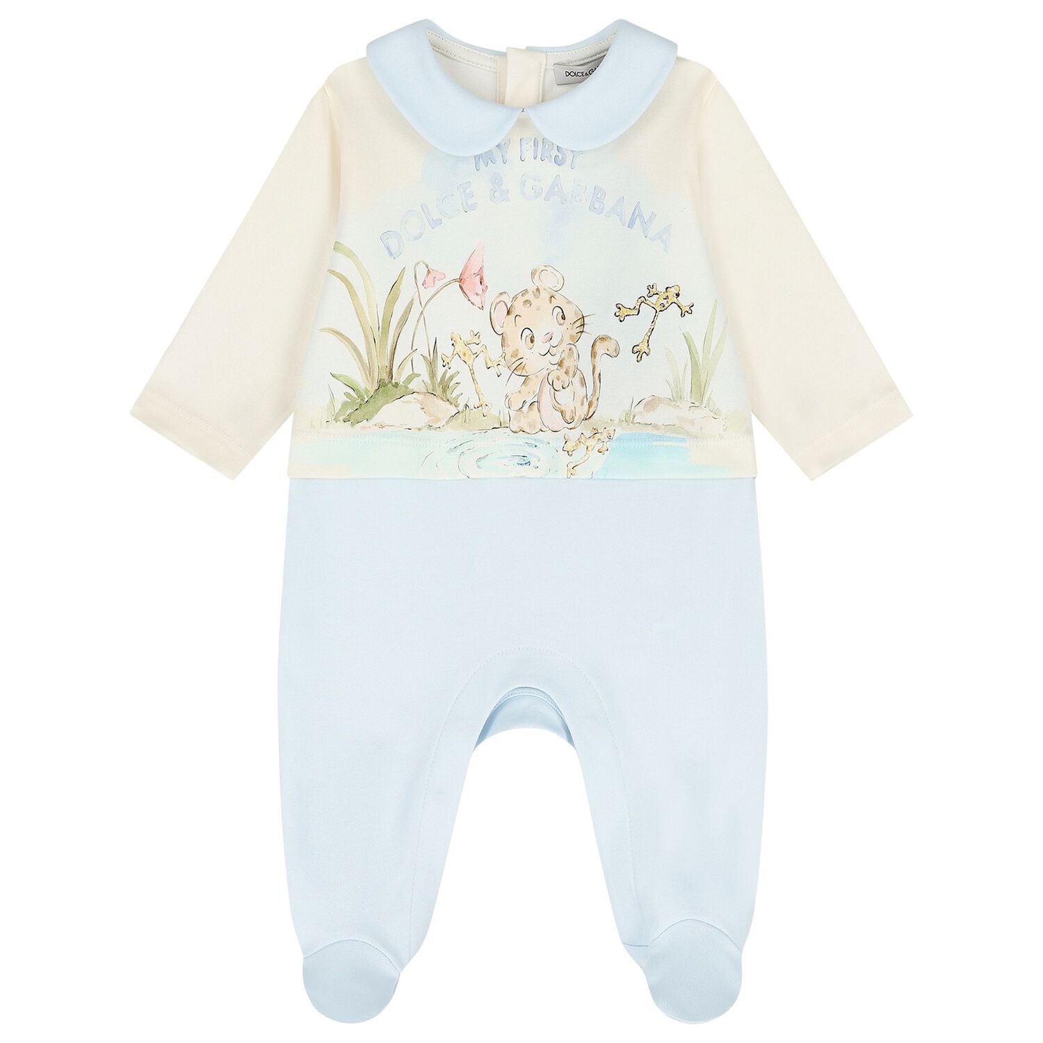 Baby Boys Ivory & Blue Leopard Babygrow Gift Set, 1, hi-res