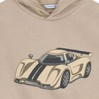 Boys Beige Sports Car Hooded Top, 1, hi-res