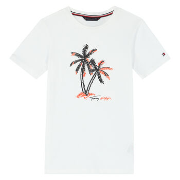 Boys White Palm Tree T-Shirt