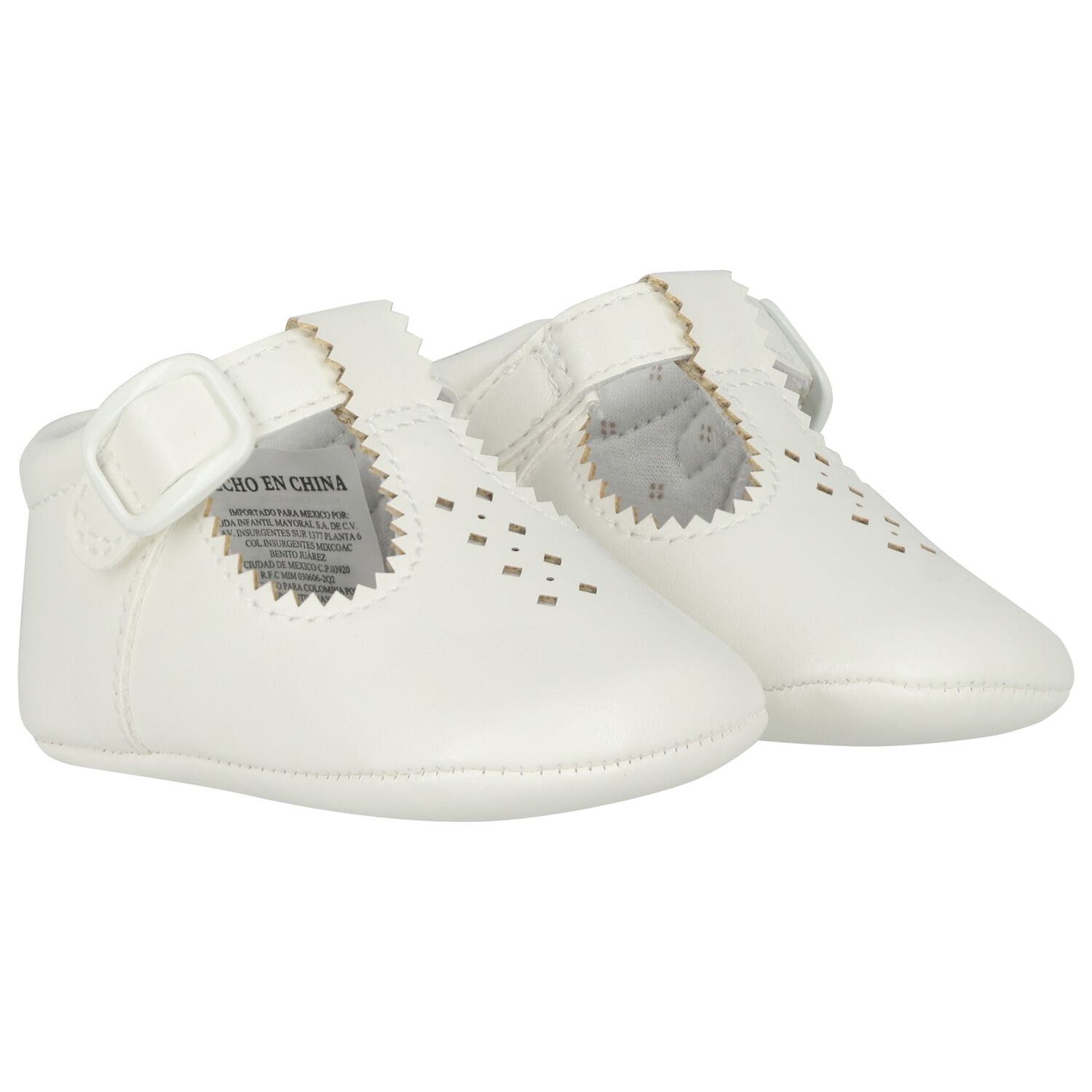 White Leather Pre Walker Shoes, 1, hi-res
