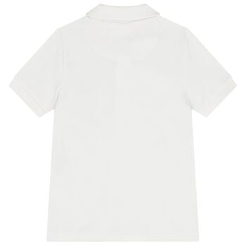 Boys Mini Me White Logo Polo Shirt
