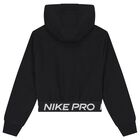 Girls Black Logo Hooded Zip Up Top, 1, hi-res