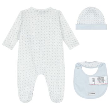 Baby Boys Blue Logo Babygrow Set