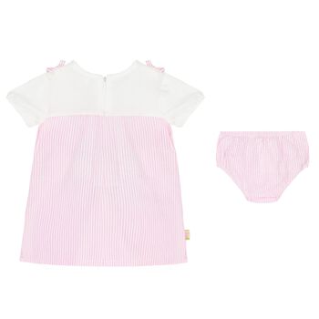 Baby Girls White & Pink Striped Dress