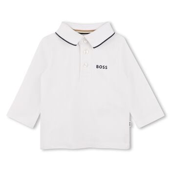 Younger Boys White Logo Polo Shirt