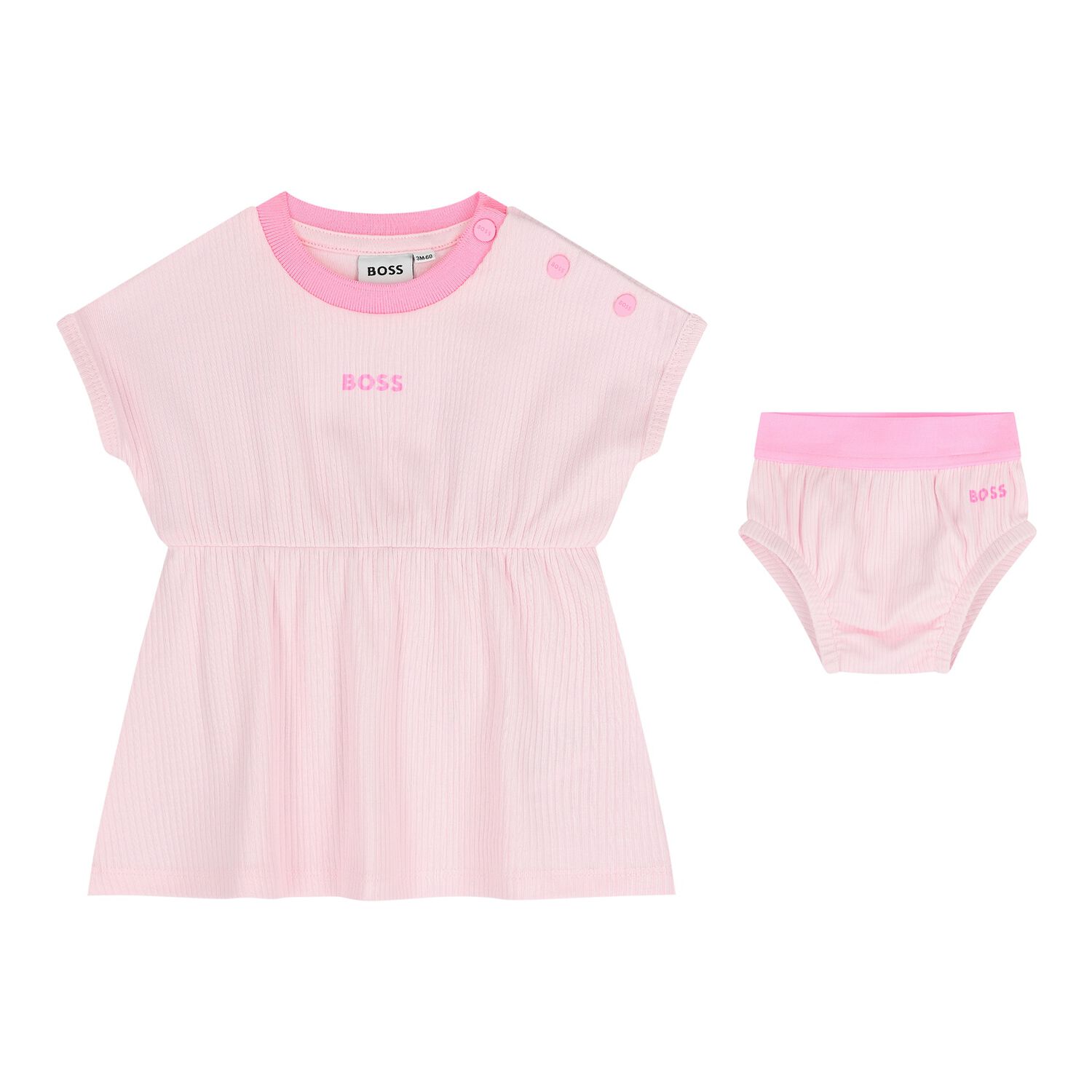 Baby Girls Pink Logo Dress Set, 1, hi-res