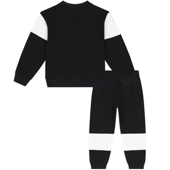 بدلة رياضية بالشعار باللون الأسود للأولاد