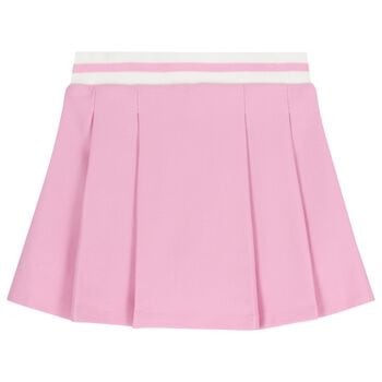 Girls Pink Logo Pleated Skirt
