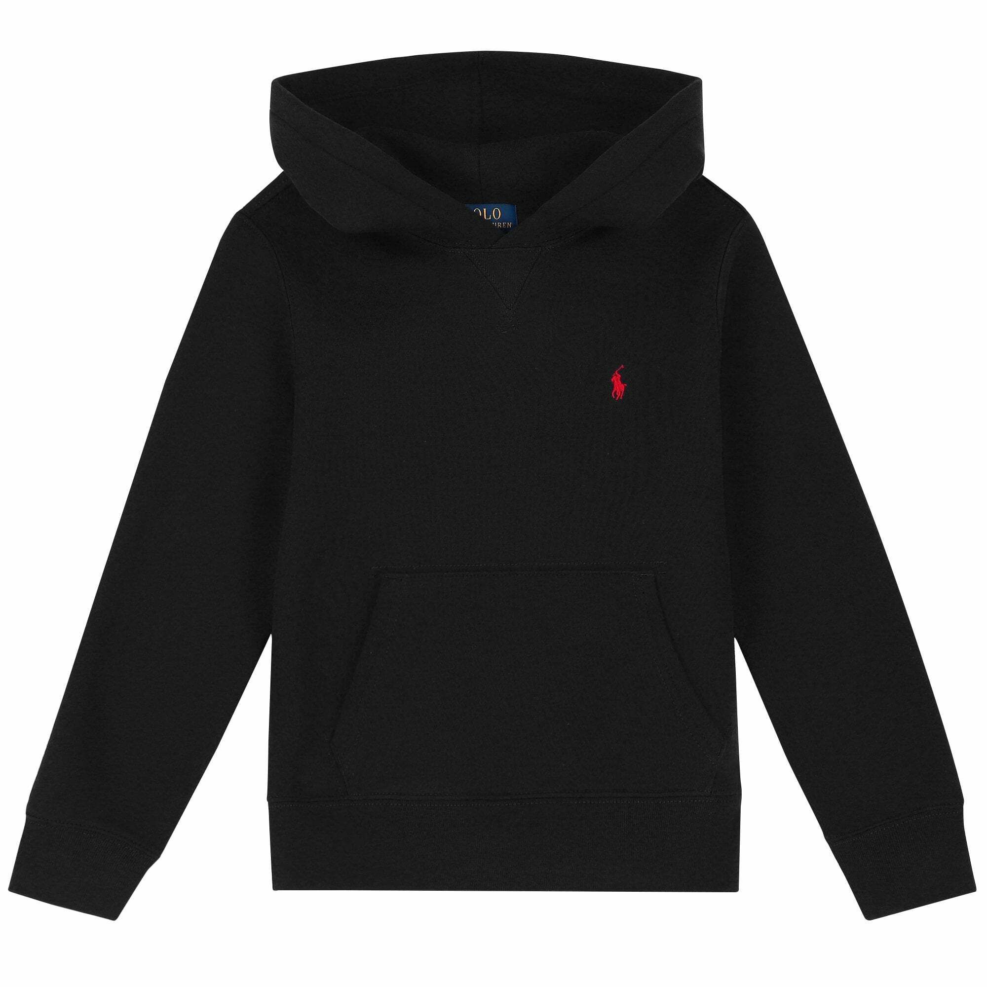 Ralph Lauren Boys Black Logo Hooded Top Junior Couture