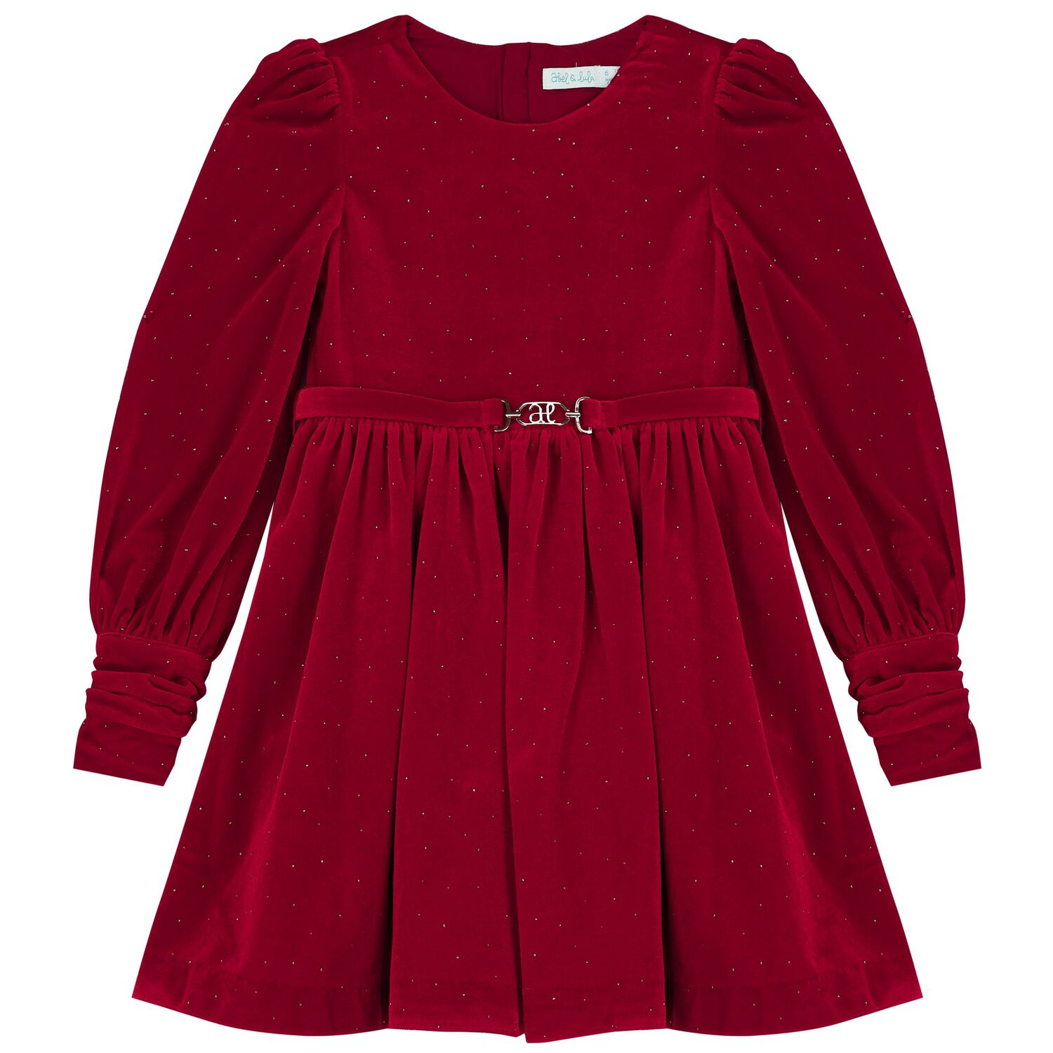 Girls Red Embellished Velvet Dress, 2, hi-res