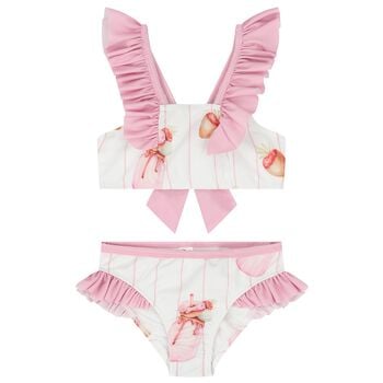Girls White & Pink Milk Shake Bikini