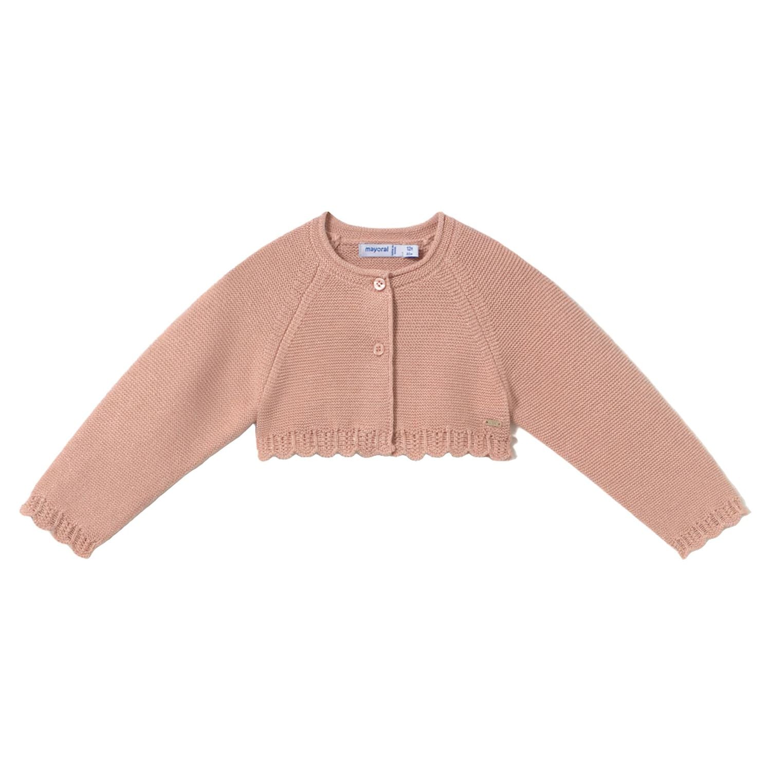 Younger Girls Pink Knitted Cardigan, 2, hi-res