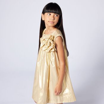 Girls Gold Flower Dress