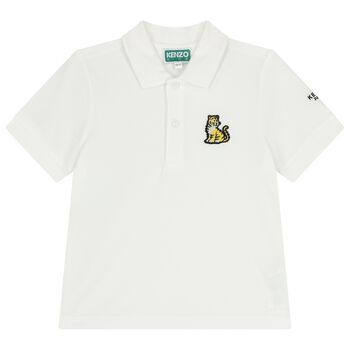 Boys White Tiger Logo Polo Shirt