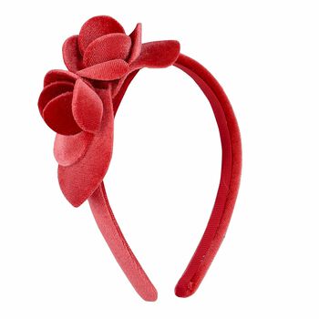 Younger Girls Red Floral Hairband