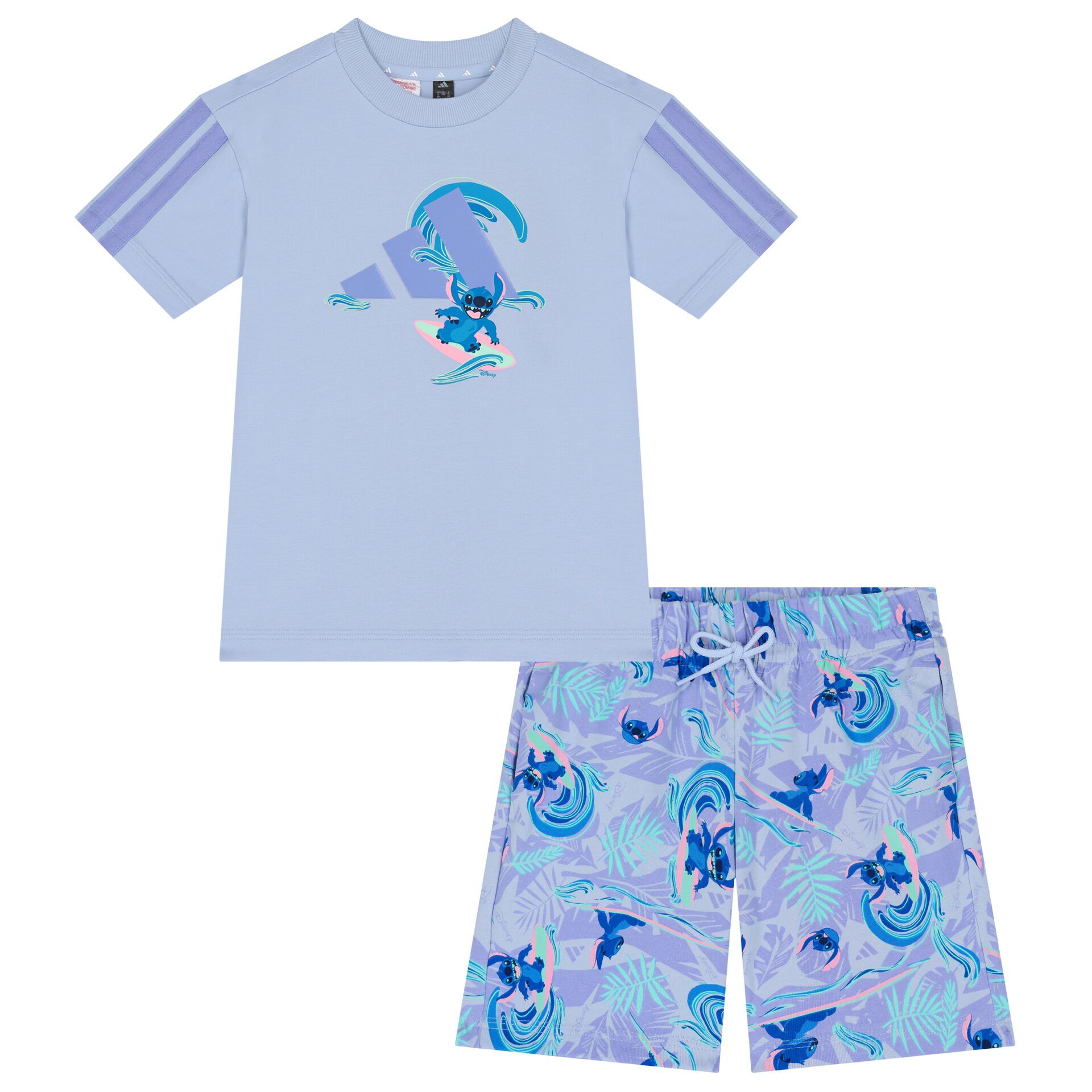 通販 Adidas Kids Blue Cotton Lilo & Stitch Print Shorts Set キャラクターグッズ