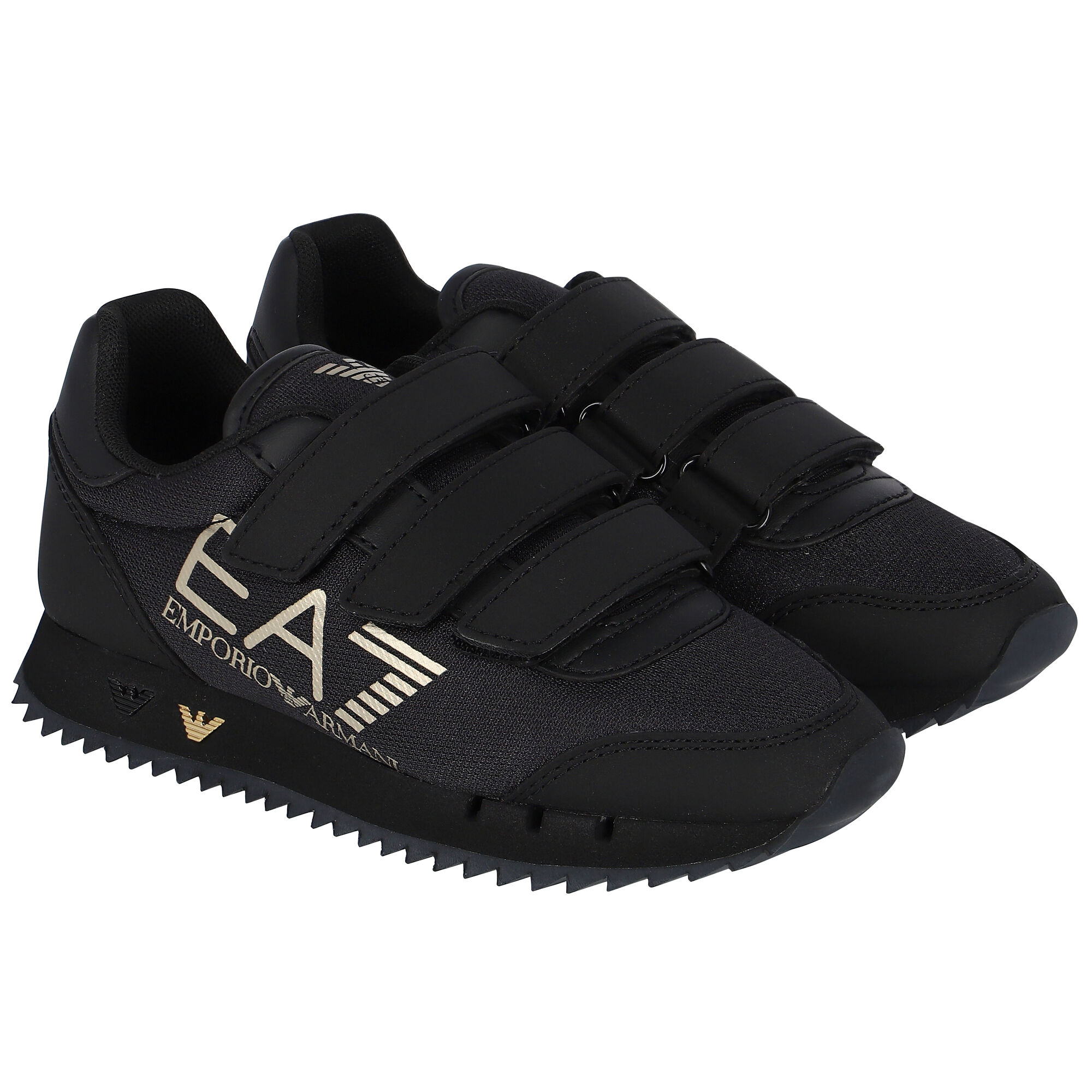 Black and best sale gold armani trainers