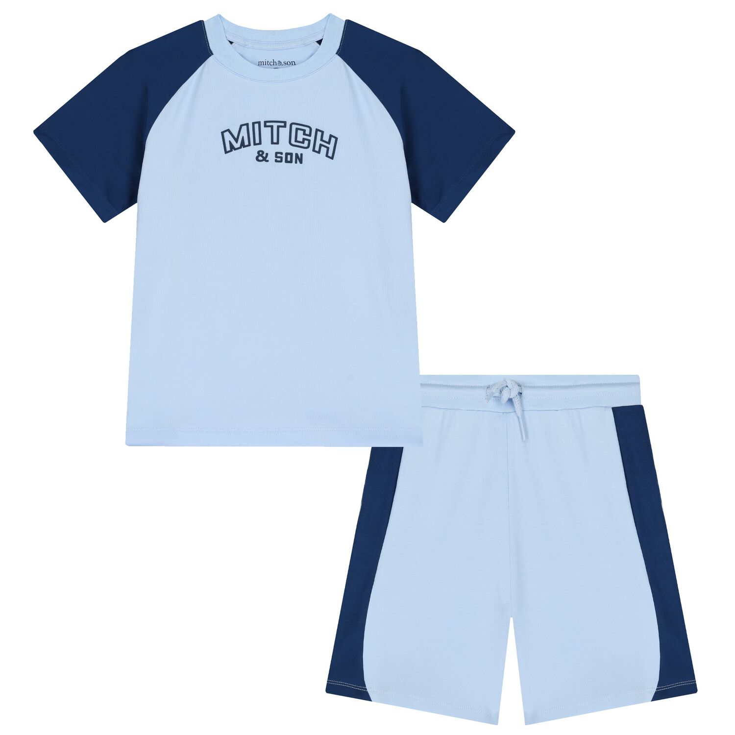 Boys Blue Logo Shorts Set, 1, hi-res