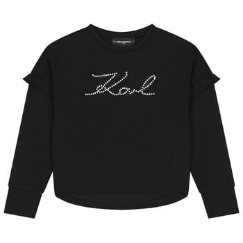 Mini Me Girls Black Logo Pearl Sweatshirt