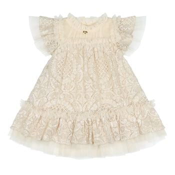 Baby Girls Beige Lace Sequin Gemma Dress