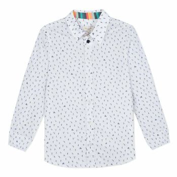 Boys White Printed Shirt