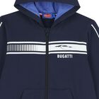 Boys Navy Blue Logo Hooded Zip Up Top, 1, hi-res