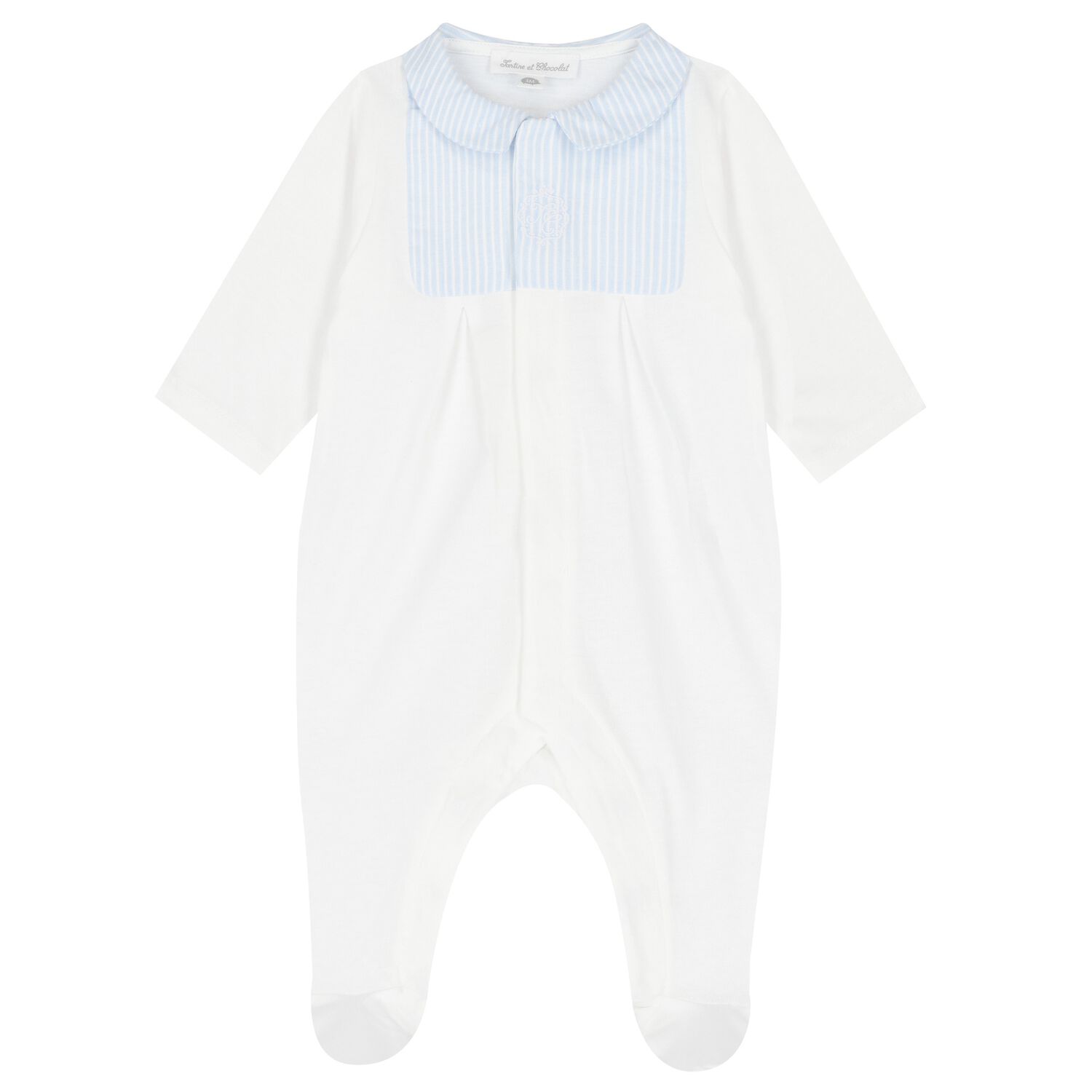 Baby Boys White & Blue Babygrow, 1, hi-res image number null
