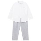 Younger Boys White & Blue Trouser Set, 1, hi-res