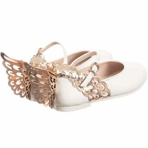 Girls White & Rose Gold Leather Shoes