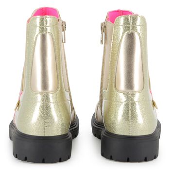 Girls Gold Faux Leather Ankle Boots