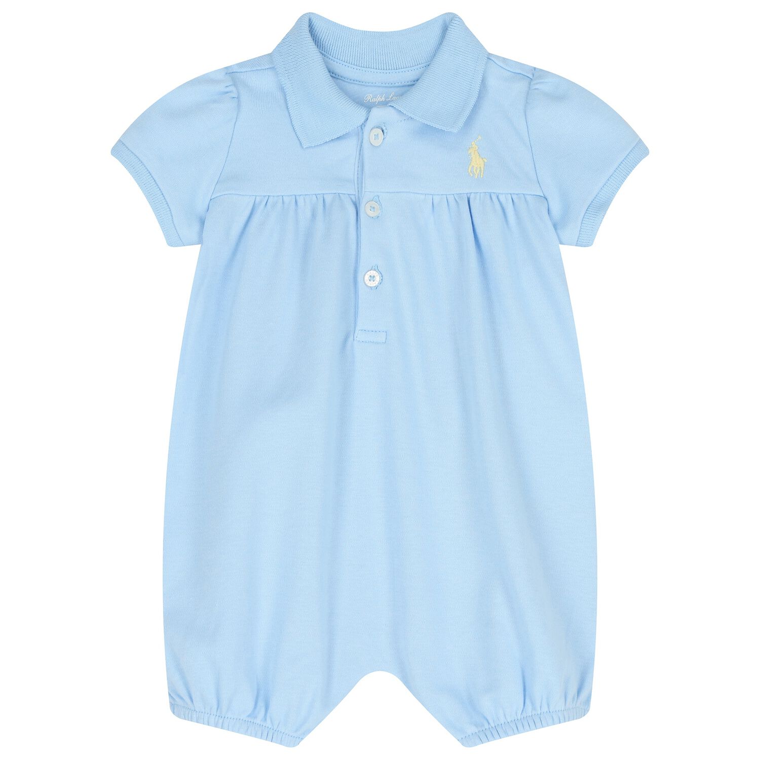 Baby Girls Blue Logo Romper, 1, hi-res