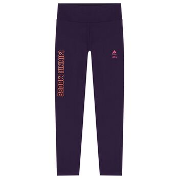 Girls Purple Disney Logo Leggings