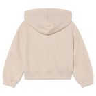 Girls Beige Hooded Zip Up Top, 2, hi-res