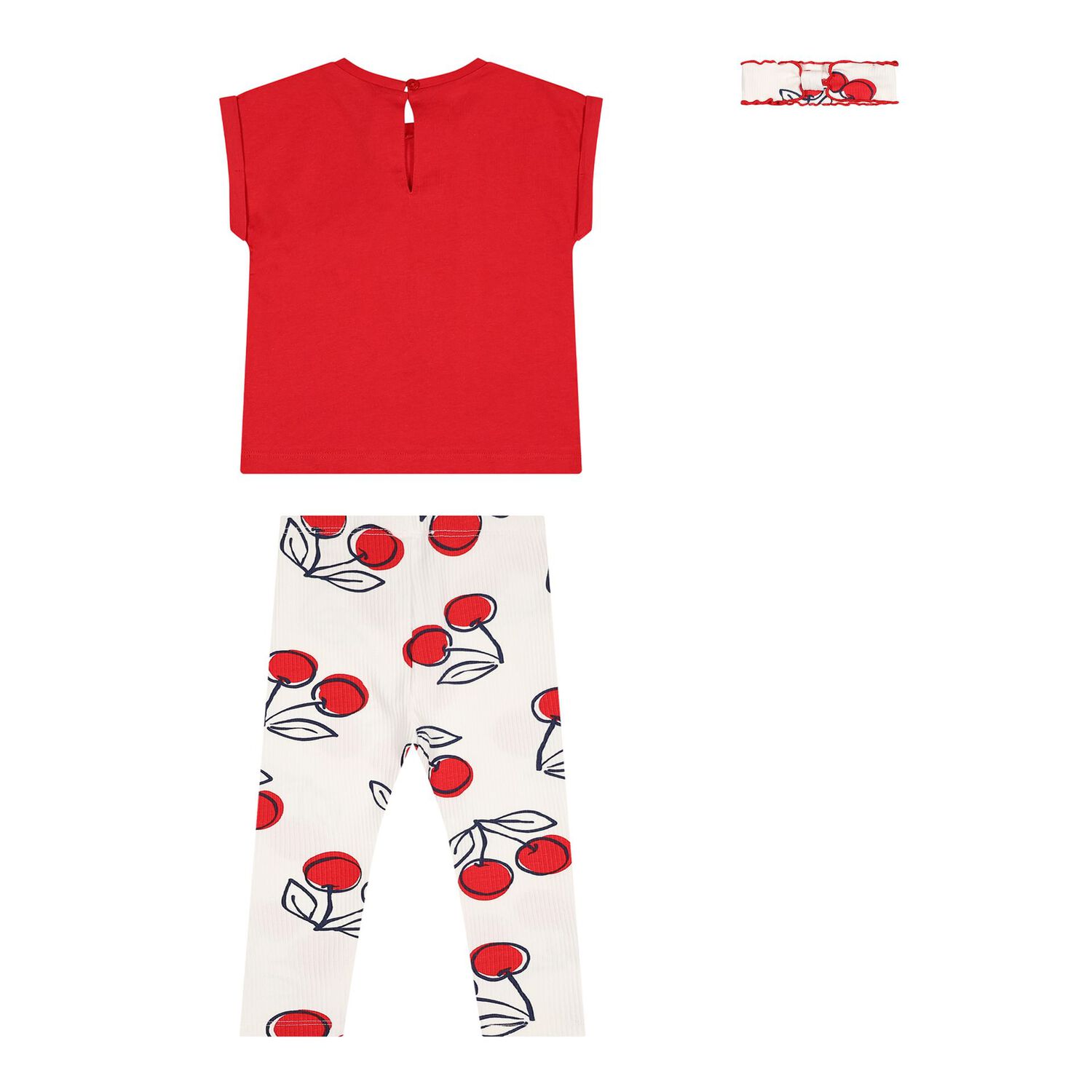 Younger Girls Red & White Cherry Leggings Set, 2, hi-res