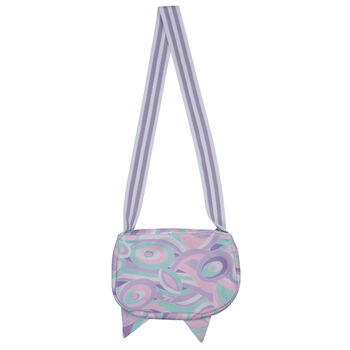Girls Aqua & Purple Abstract Bow Bag